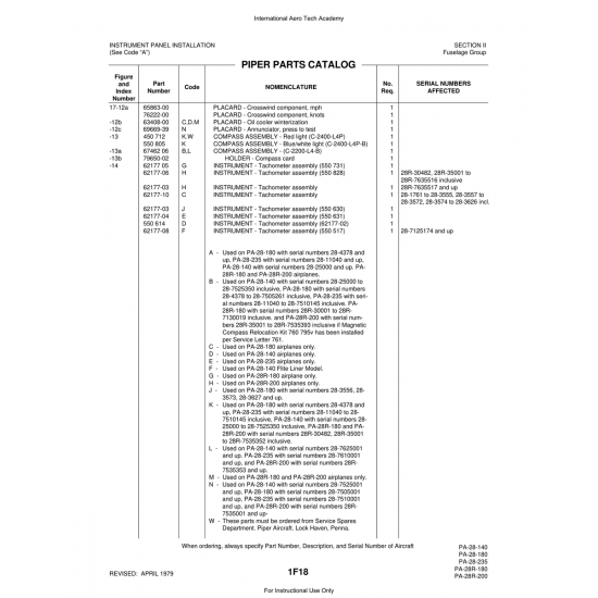 Aviation Part (62177-10) — Piper PA-28 Cherokee Aviation Part (62177-10) — Piper PA-28 Cherokee