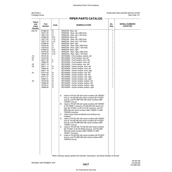 Aviation Part (76194-00) — Piper PA-28 Cherokee Aviation Part (76194-00) — Piper PA-28 Cherokee