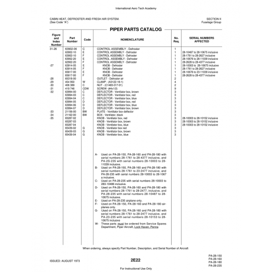 Aviation Part (63902-20) — Piper PA-28 Cherokee Aviation Part (63902-20) — Piper PA-28 Cherokee