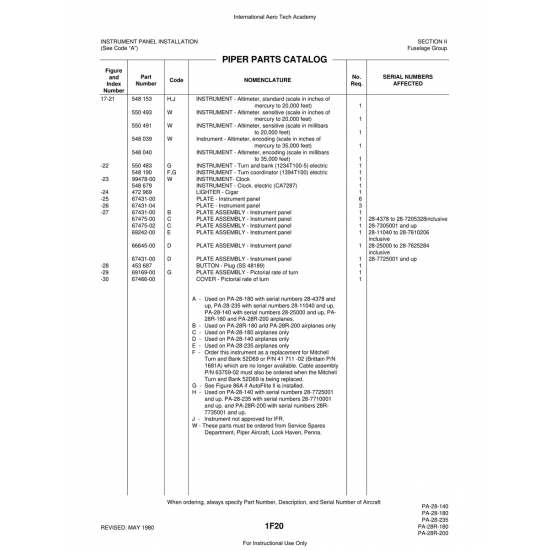 Aviation Part (7735001) — Piper PA-28 Cherokee