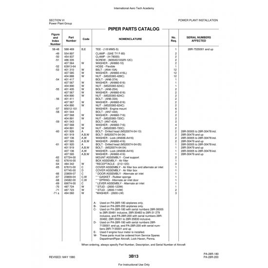 Aviation Part (23809-07) — Piper PA-28 Cherokee