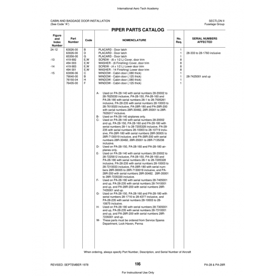 Aviation Part (63026-00) — Piper PA-28 Cherokee Aviation Part (63026-00) — Piper PA-28 Cherokee