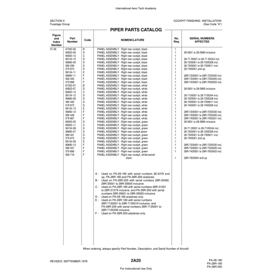 Aviation Part (99134-10) — Piper PA-28 Cherokee