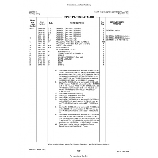 Aviation Part (20743-00) — Piper PA-28 Cherokee Aviation Part (20743-00) — Piper PA-28 Cherokee