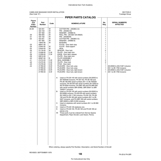 Aviation Part (66641-00) — Piper PA-28 Cherokee Aviation Part (66641-00) — Piper PA-28 Cherokee