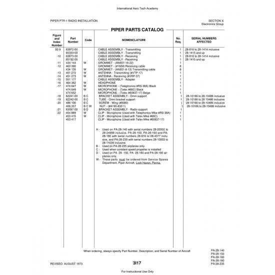 Aviation Part (62241-00) — Piper PA-28 Cherokee Aviation Part (62241-00) — Piper PA-28 Cherokee