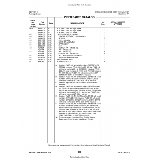 Aviation Part (14635-03) — Piper PA-28 Cherokee Aviation Part (14635-03) — Piper PA-28 Cherokee