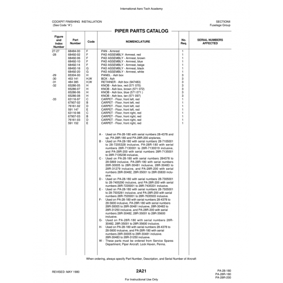 Aviation Part (76161-02) — Piper PA-28 Cherokee