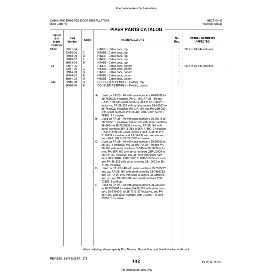 Aviation Part (63001-04) — Piper PA-28 Cherokee Aviation Part (63001-04) — Piper PA-28 Cherokee
