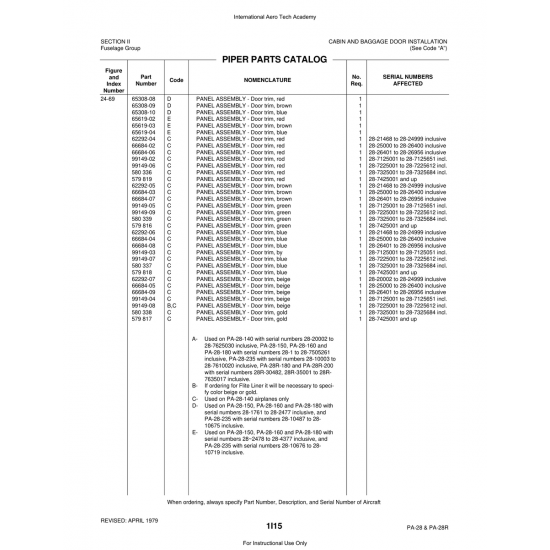 Aviation Part (65308-10) — Piper PA-28 Cherokee Aviation Part (65308-10) — Piper PA-28 Cherokee