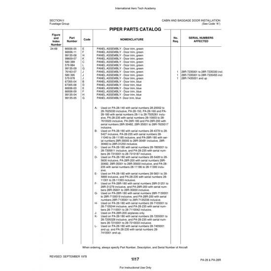 Aviation Part (66936-03) — Piper PA-28 Cherokee