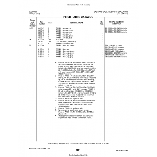 Aviation Part (80122-05) — Piper PA-28 Cherokee Aviation Part (80122-05) — Piper PA-28 Cherokee