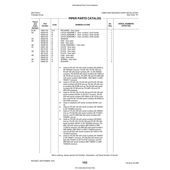 Aviation Part (63036-00) — Piper PA-28 Cherokee Aviation Part (63036-00) — Piper PA-28 Cherokee