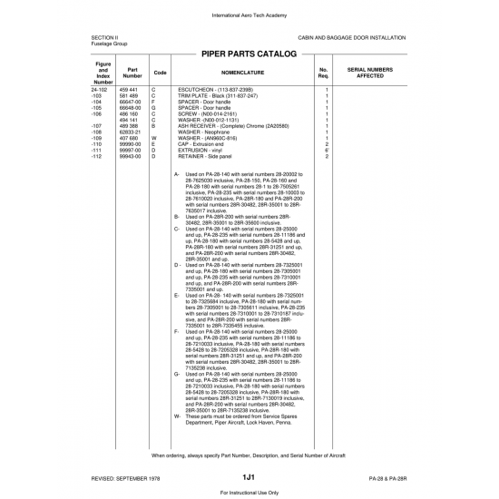 Aviation Part (24-102) — Piper PA-28 Cherokee Aviation Part (24-102) — Piper PA-28 Cherokee
