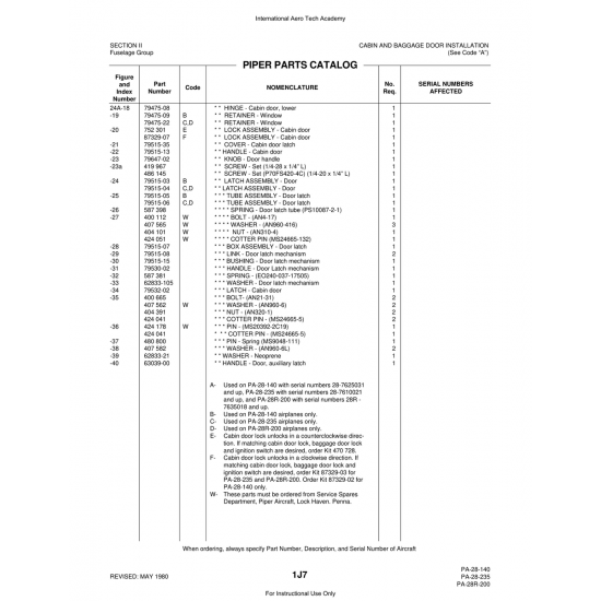 Aviation Part (79515-03) — Piper PA-28 Cherokee