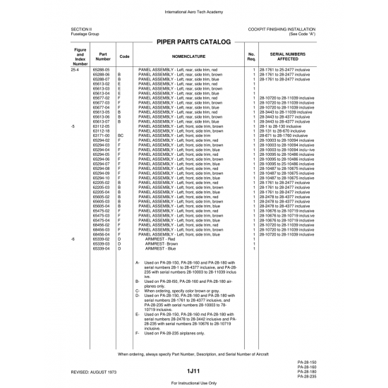 Aviation Part (62205-03) — Piper PA-28 Cherokee Aviation Part (62205-03) — Piper PA-28 Cherokee