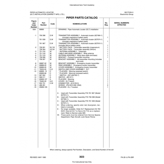 Aviation Part (79033-00) — Piper PA-28 Cherokee Aviation Part (79033-00) — Piper PA-28 Cherokee