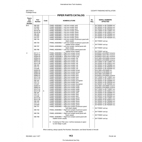 Aviation Part (62294-02) — Piper PA-28 Cherokee