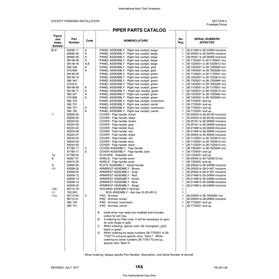 Aviation Part (62296-11) — Piper PA-28 Cherokee Aviation Part (62296-11) — Piper PA-28 Cherokee