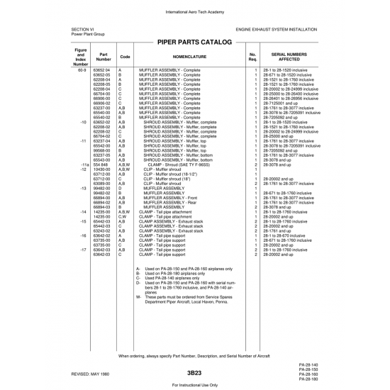 Aviation Part (63735-00) — Piper PA-28 Cherokee Aviation Part (63735-00) — Piper PA-28 Cherokee