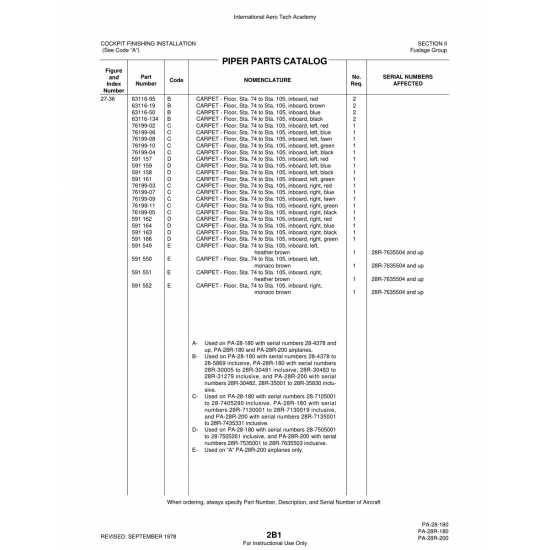 Aviation Part (76199-06) — Piper PA-28 Cherokee Aviation Part (76199-06) — Piper PA-28 Cherokee
