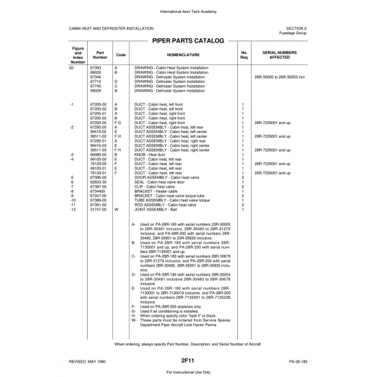 Aviation Part (62833-35) — Piper PA-28 Cherokee Aviation Part (62833-35) — Piper PA-28 Cherokee