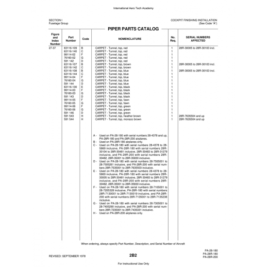 Aviation Part (99114-05) — Piper PA-28 Cherokee
