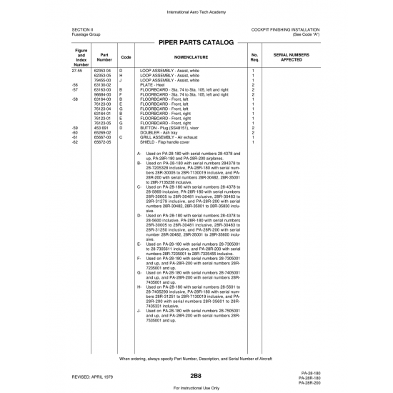 Aviation Part (62353) — Piper PA-28 Cherokee