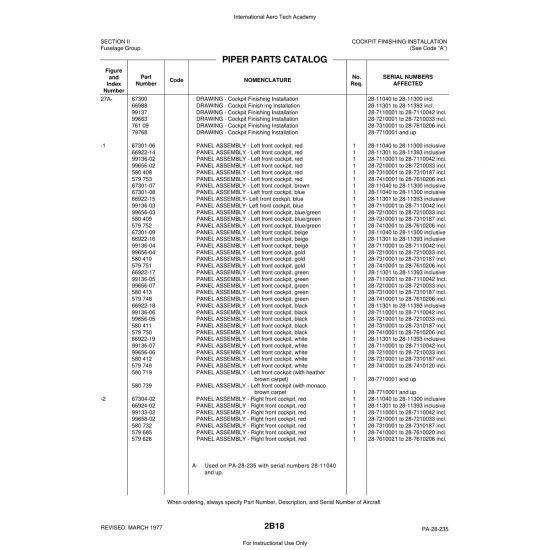 Aviation Part (99656-06) — Piper PA-28 Cherokee Aviation Part (99656-06) — Piper PA-28 Cherokee