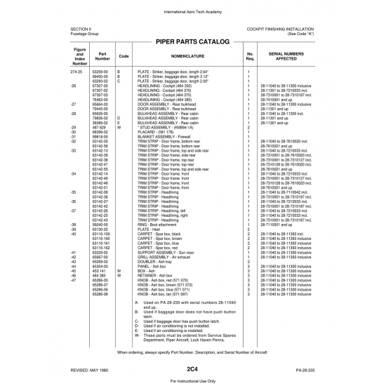 Aviation Part (63142-42) — Piper PA-28 Cherokee Aviation Part (63142-42) — Piper PA-28 Cherokee
