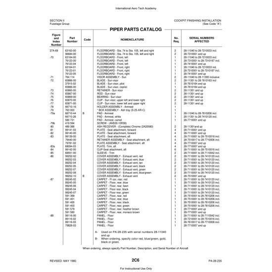 Aviation Part (37915-02) — Piper PA-28 Cherokee Aviation Part (37915-02) — Piper PA-28 Cherokee