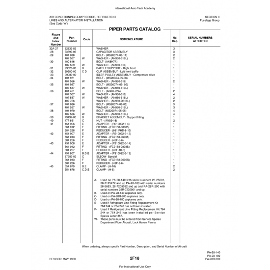 Aviation Part (67982-02) — Piper PA-28 Cherokee