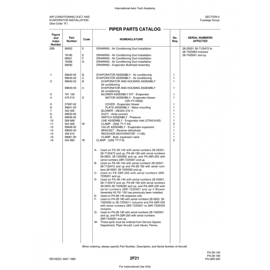 Aviation Part (99640-02) — Piper PA-28 Cherokee Aviation Part (99640-02) — Piper PA-28 Cherokee