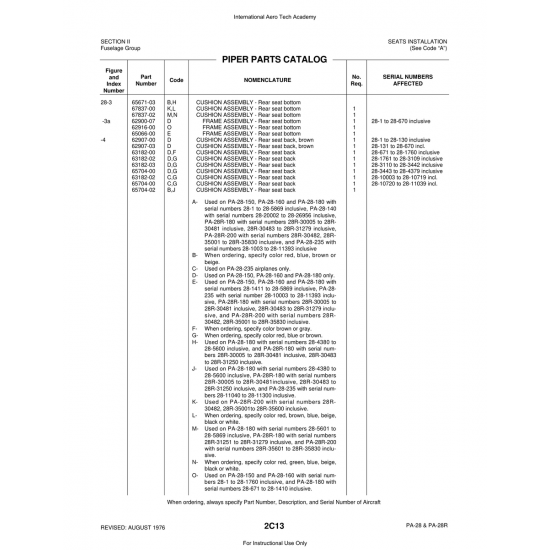 Aviation Part (62907-03) — Piper PA-28 Cherokee