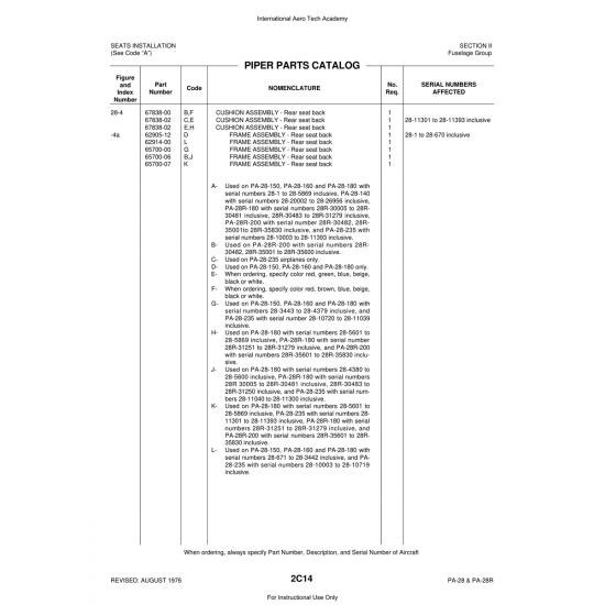 Aviation Part (62914-00) — Piper PA-28 Cherokee
