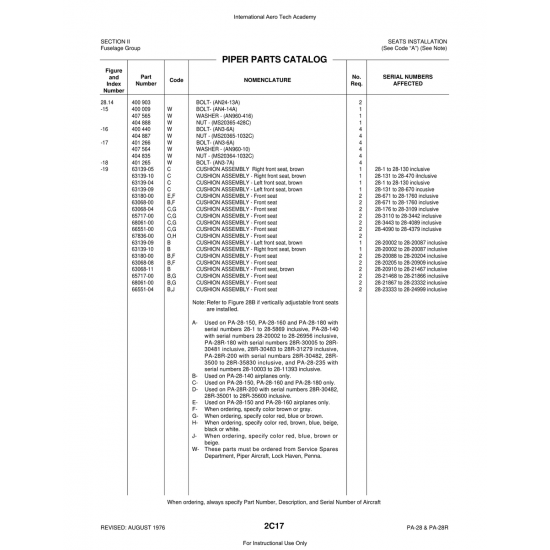 Aviation Part (63139-09) — Piper PA-28 Cherokee Aviation Part (63139-09) — Piper PA-28 Cherokee