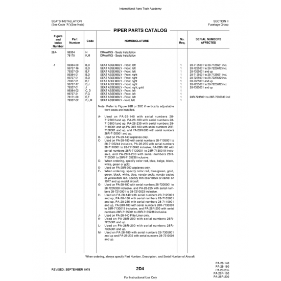 Aviation Part (79337-00) — Piper PA-28 Cherokee