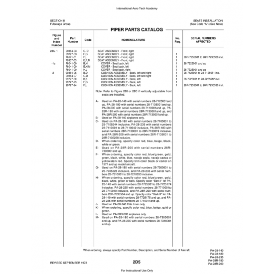 Aviation Part (99727-03) — Piper PA-28 Cherokee