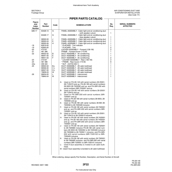Aviation Part (62919-00) — Piper PA-28 Cherokee Aviation Part (62919-00) — Piper PA-28 Cherokee