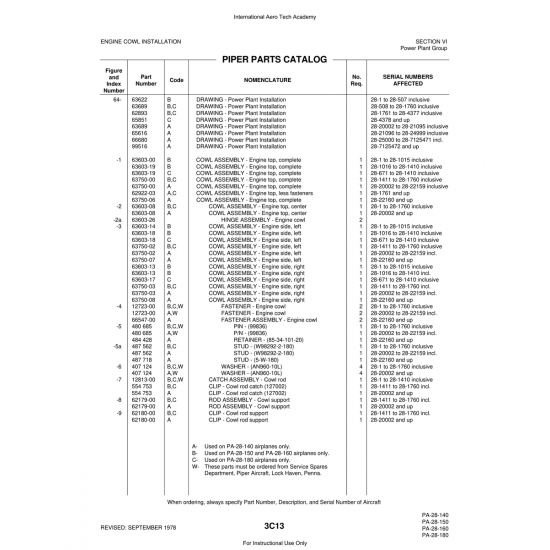 Aviation Part (63603-18) — Piper PA-28 Cherokee Aviation Part (63603-18) — Piper PA-28 Cherokee