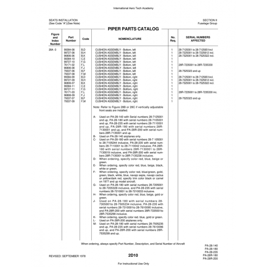Aviation Part (79337-08) — Piper PA-28 Cherokee Aviation Part (79337-08) — Piper PA-28 Cherokee