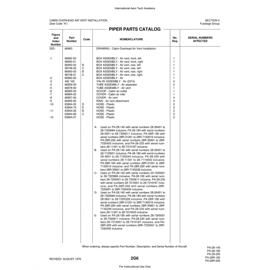 Aviation Part (99748-00) — Piper PA-28 Cherokee Aviation Part (99748-00) — Piper PA-28 Cherokee