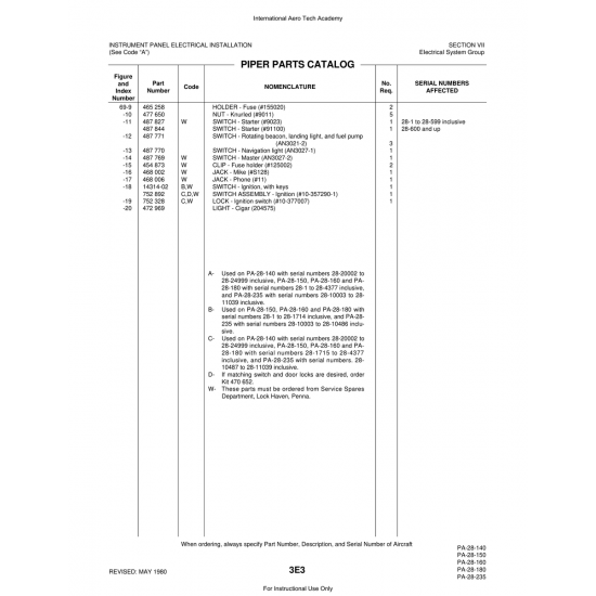 Aviation Part (14314-02) — Piper PA-28 Cherokee