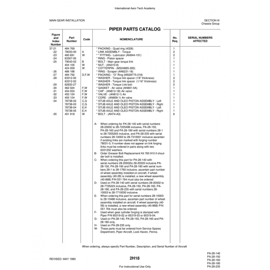 Aviation Part (79543-02) — Piper PA-28 Cherokee Aviation Part (79543-02) — Piper PA-28 Cherokee