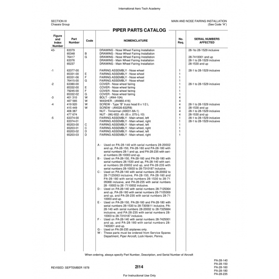 Aviation Part (65203-00) — Piper PA-28 Cherokee
