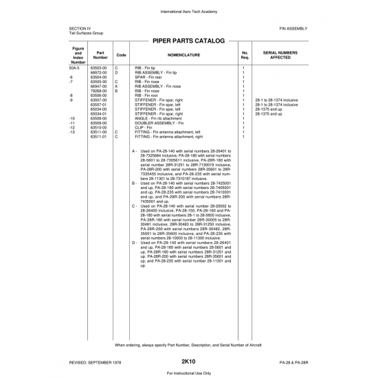 Aviation Part (63503-00) — Piper PA-28 Cherokee Aviation Part (63503-00) — Piper PA-28 Cherokee