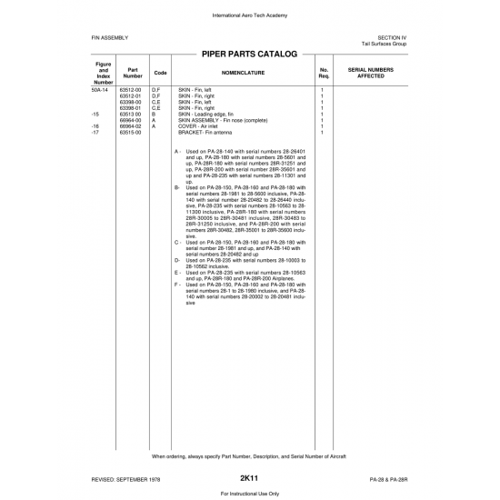 Aviation Part (63512-01) — Piper PA-28 Cherokee Aviation Part (63512-01) — Piper PA-28 Cherokee