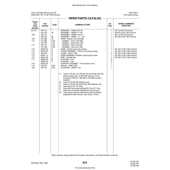 Aviation Part (99365-00) — Piper PA-28 Cherokee
