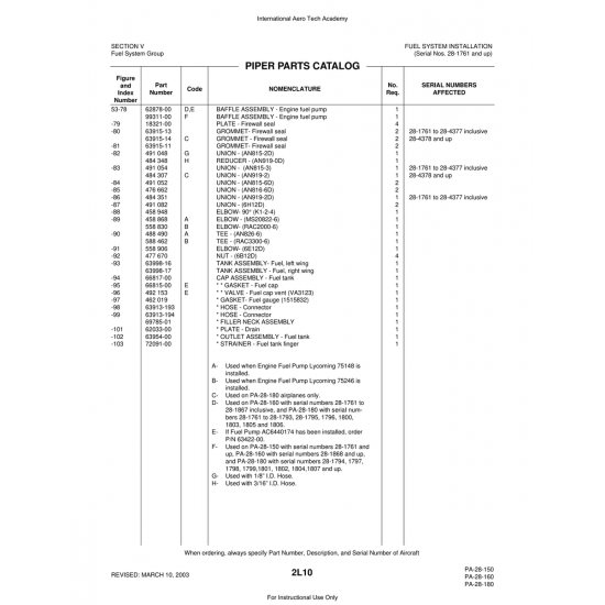 Aviation Part (99311-00) — Piper PA-28 Cherokee