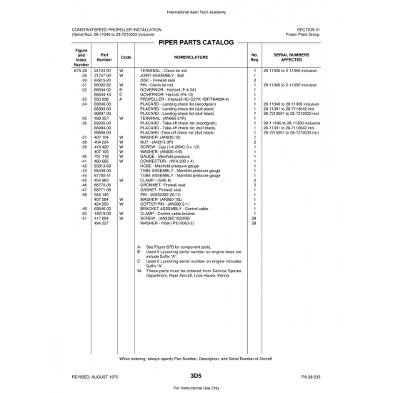 Aviation Part (99808-00) — Piper PA-28 Cherokee Aviation Part (99808-00) — Piper PA-28 Cherokee